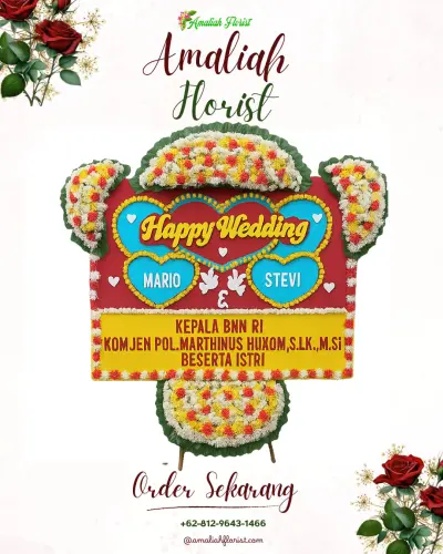 Karangan Papan Bunga Pernikahan di Pancalang
